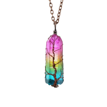 Stone Crystal Pillar Tree Pendant