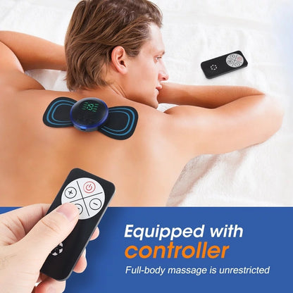 EMS Mini Neck Massager, Lymphatic Drainage Massager, Portable Mini Back Massage Device For Neck Shoulder Back Waist, Remote Control With 8 Modes 19 Levels Adjustable & 5pcs